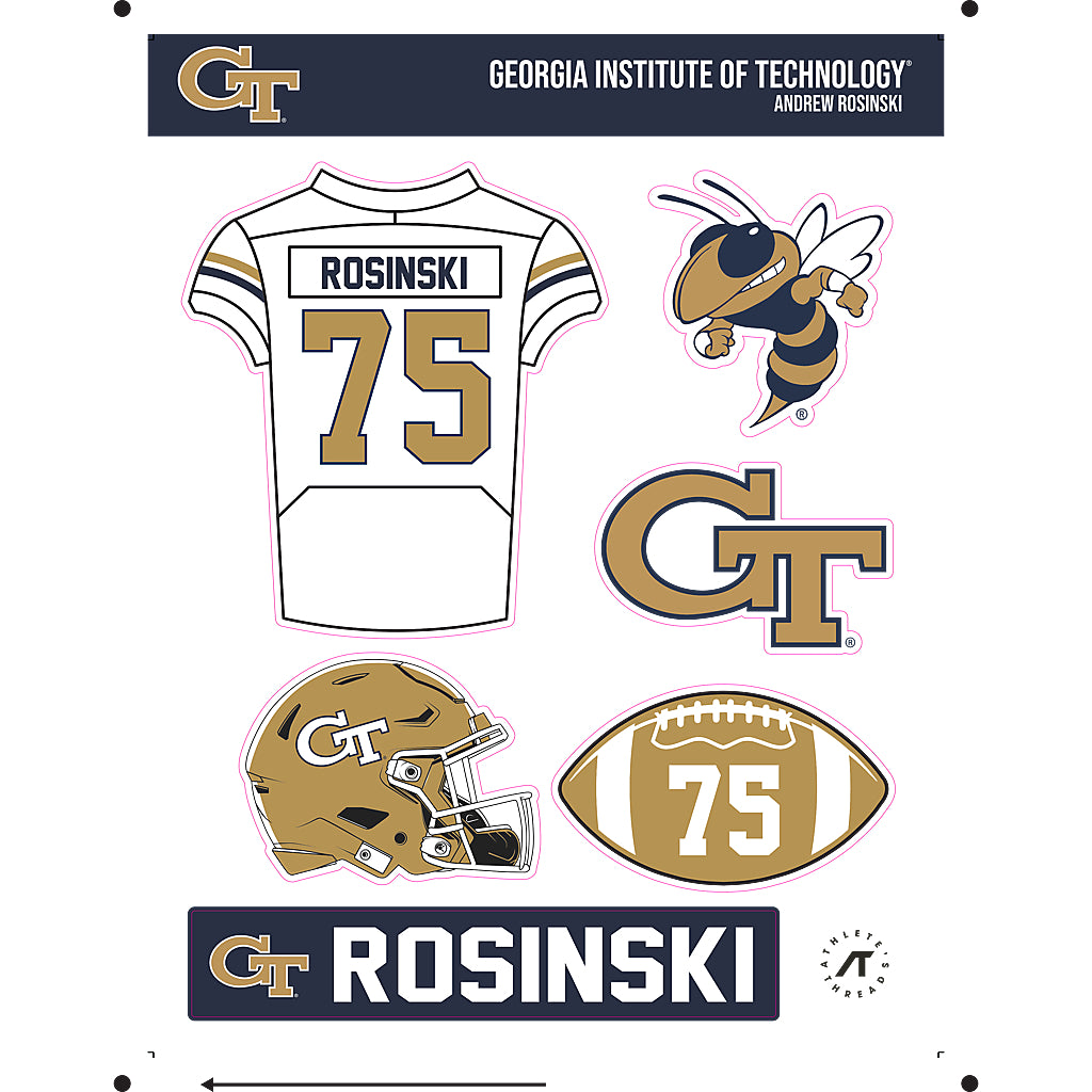Georgia Tech - NCAA Football : Andrew Rosinski - Sticker Sheet-0