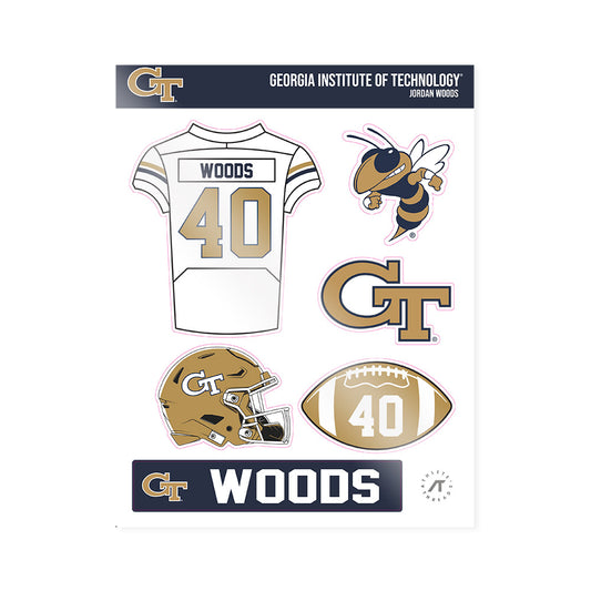 Georgia Tech - NCAA Football : Jordan Woods - Sticker Sheet-0