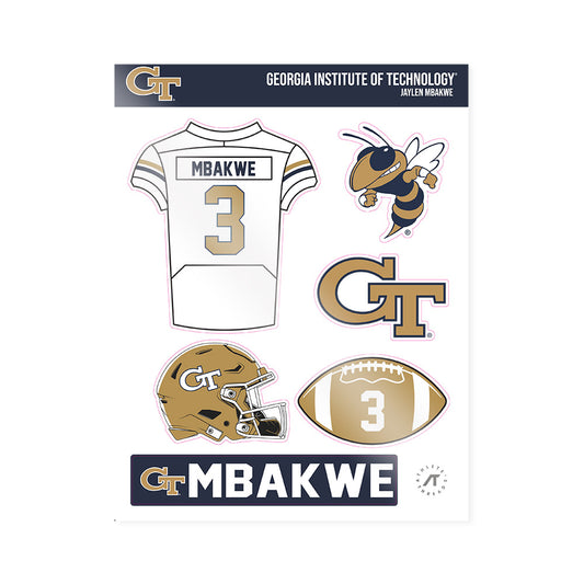 Georgia Tech - NCAA Football : Jaylen Mbakwe - Sticker Sheet-0