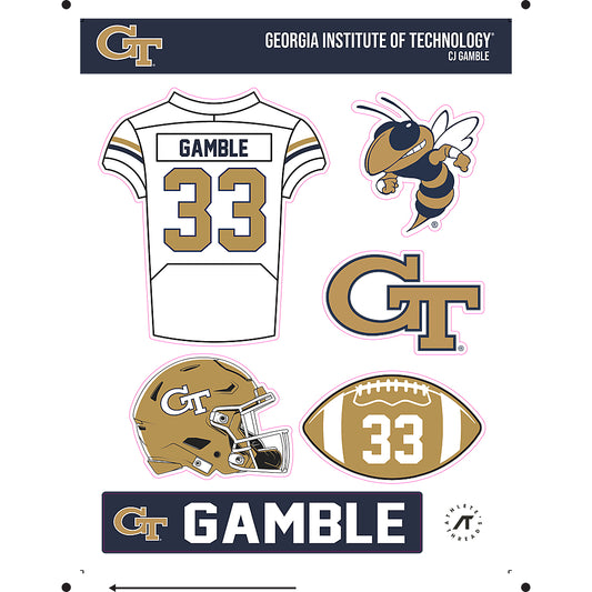 Georgia Tech - NCAA Football : CJ Gamble - Sticker Sheet-0