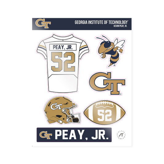 Georgia Tech - NCAA Football : Kevin Peay, Jr. - Sticker Sheet-0