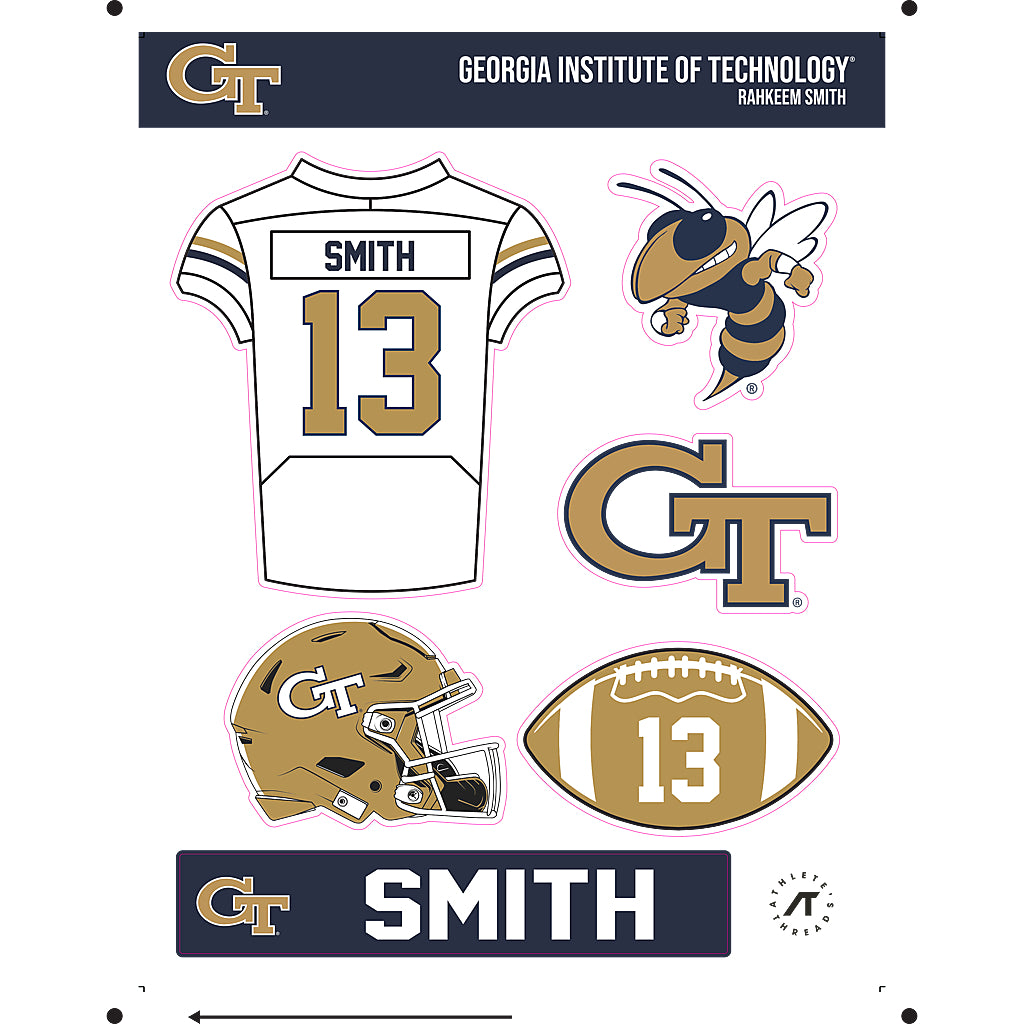 Georgia Tech - NCAA Football : Rahkeem Smith - Sticker Sheet-0