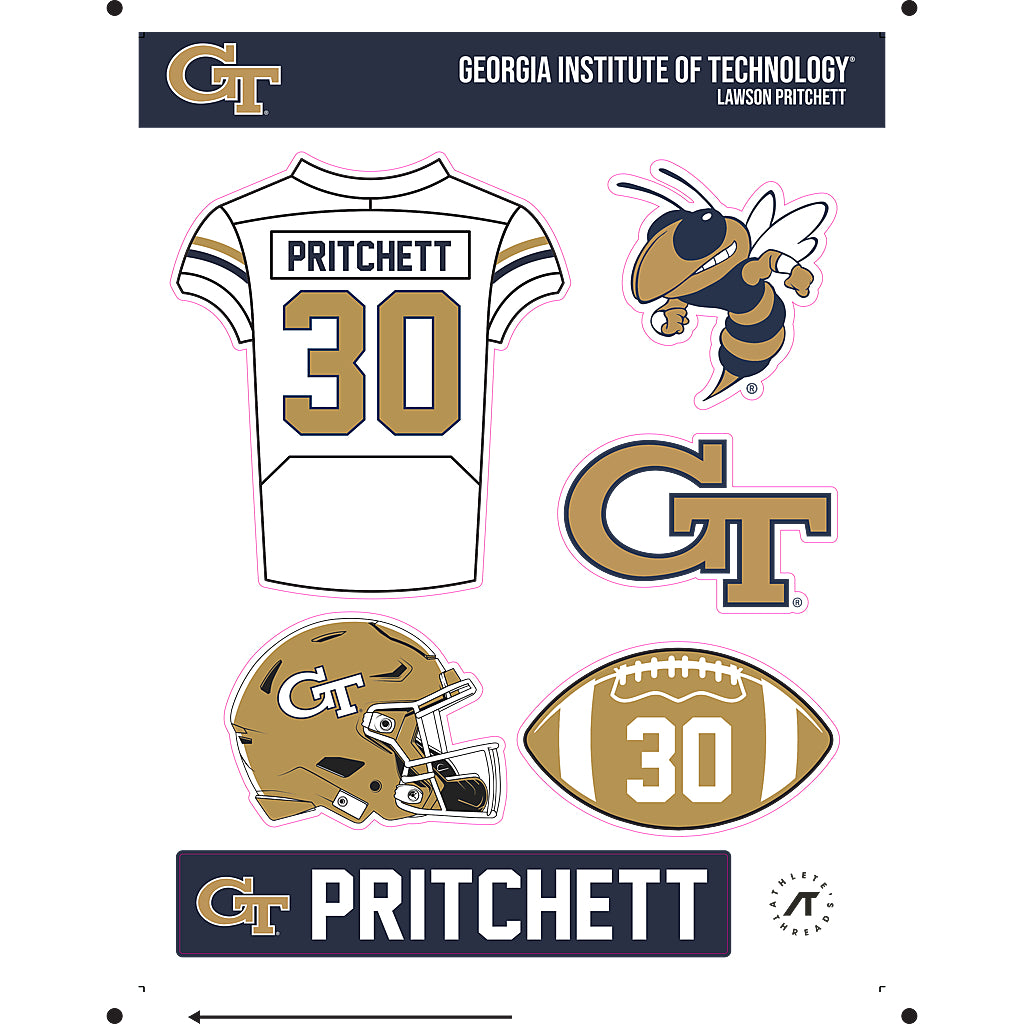 Georgia Tech - NCAA Football : Lawson Pritchett - Sticker Sheet-0