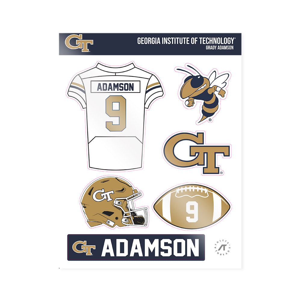 Georgia Tech - NCAA Football : Grady Adamson - Sticker Sheet-0