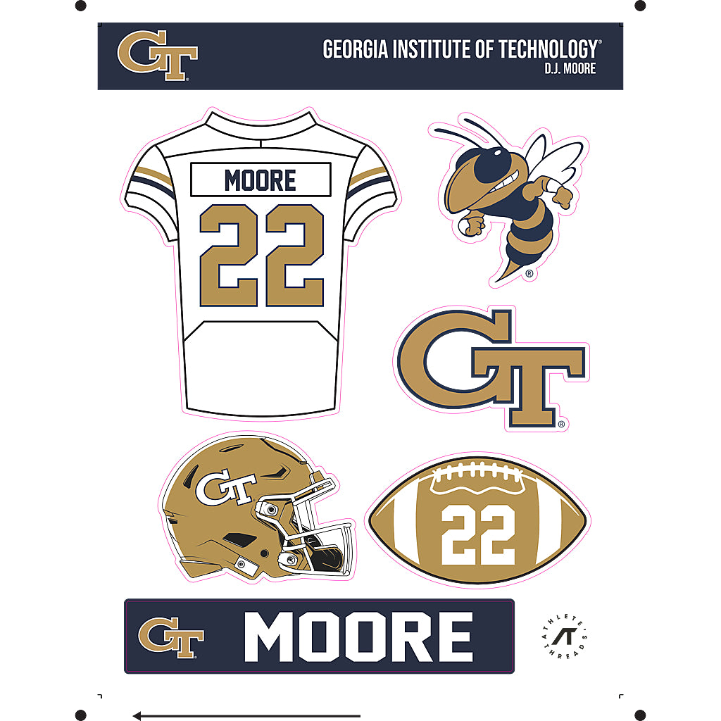Georgia Tech - NCAA Football : D.J. Moore - Sticker Sheet-0