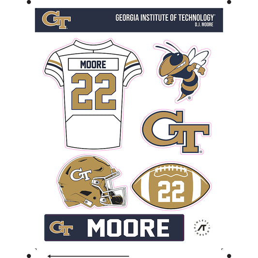 Georgia Tech - NCAA Football : D.J. Moore - Sticker Sheet-0