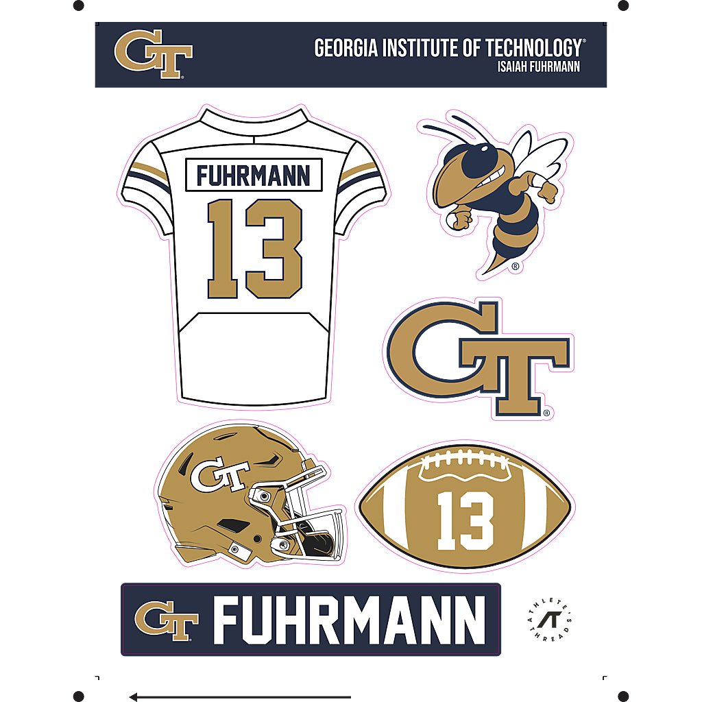 Georgia Tech - NCAA Football : Isaiah Fuhrmann - Sticker Sheet-0