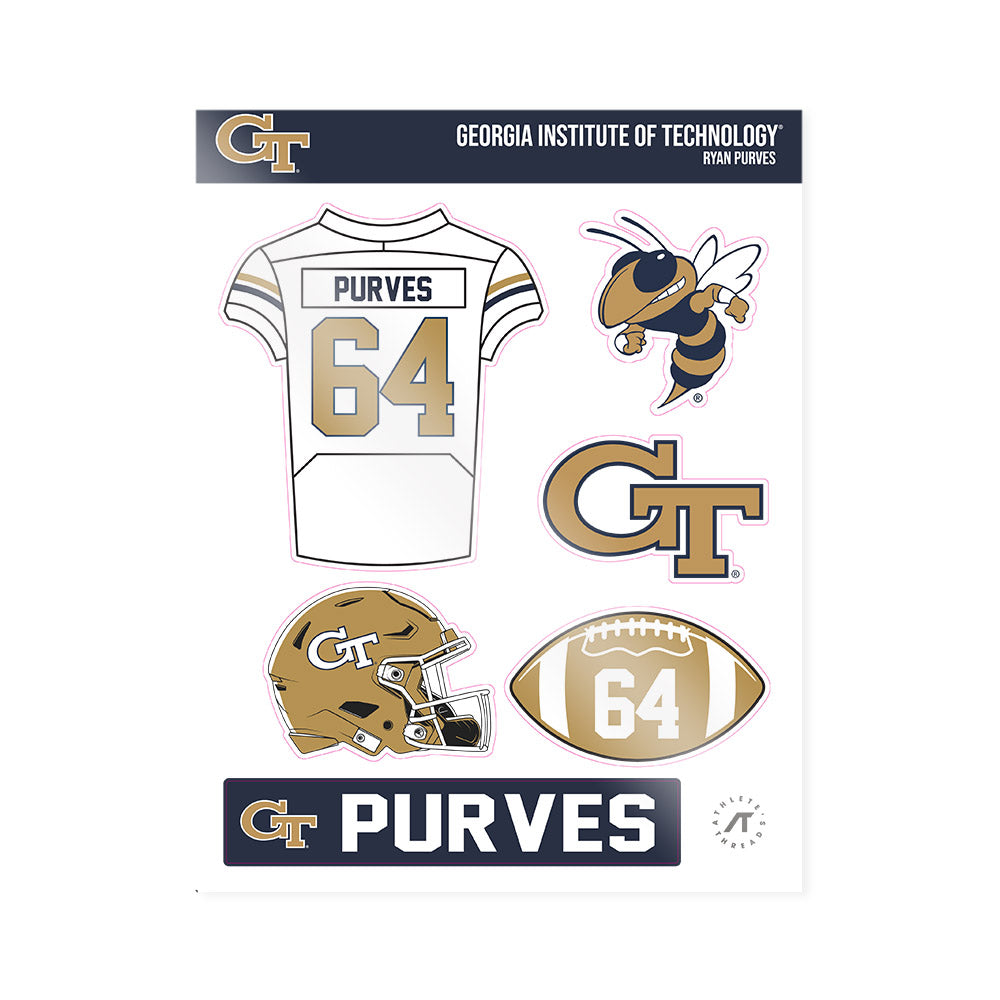Georgia Tech - NCAA Football : Ryan Purves - Sticker Sheet-0