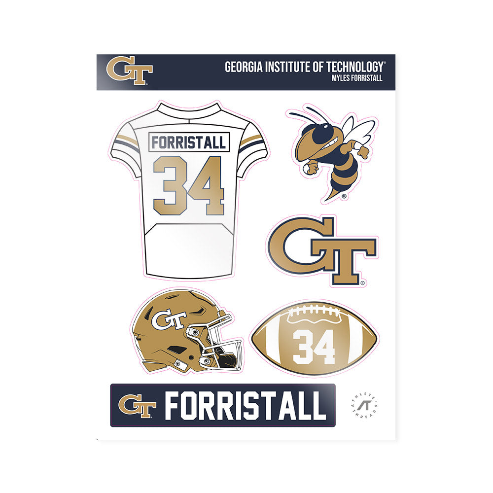 Georgia Tech - NCAA Football : Myles Forristall - Sticker Sheet-0