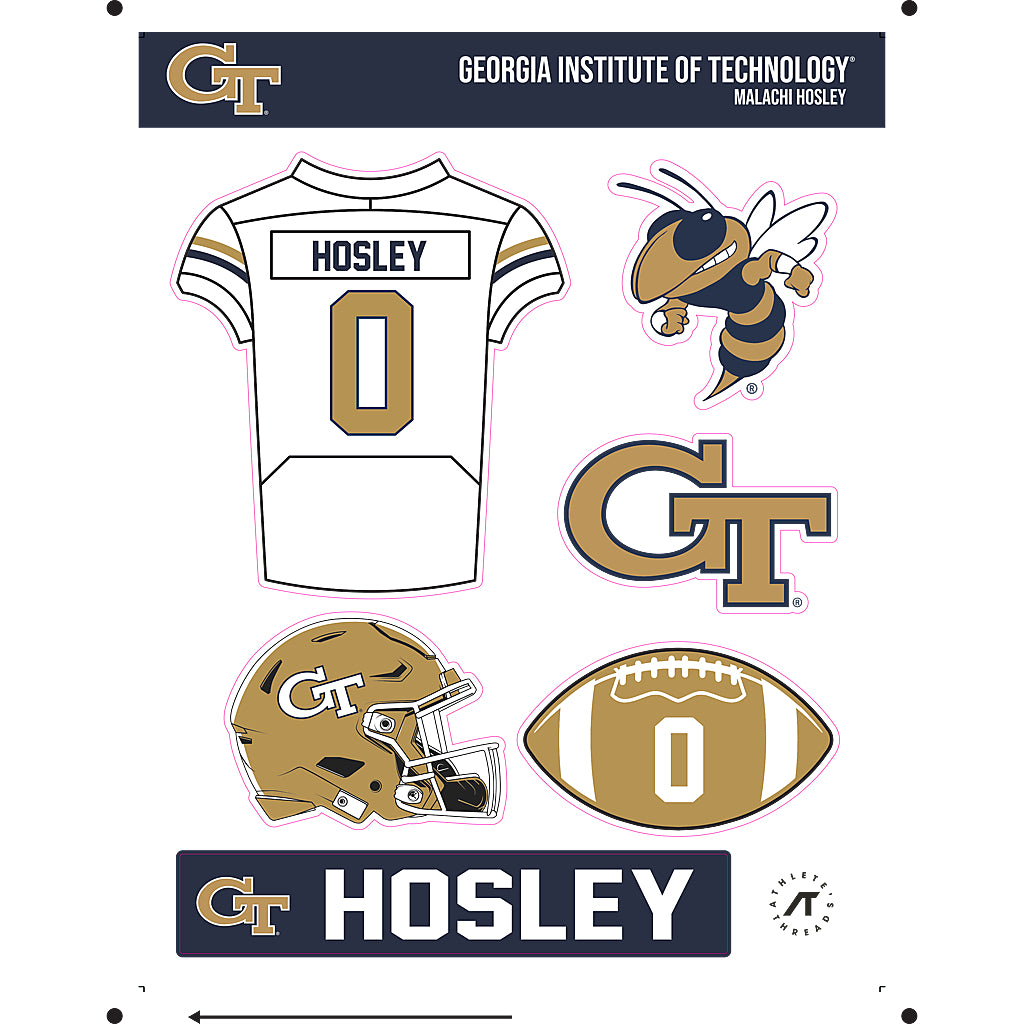 Georgia Tech - NCAA Football : Malachi hosley - Sticker Sheet-0