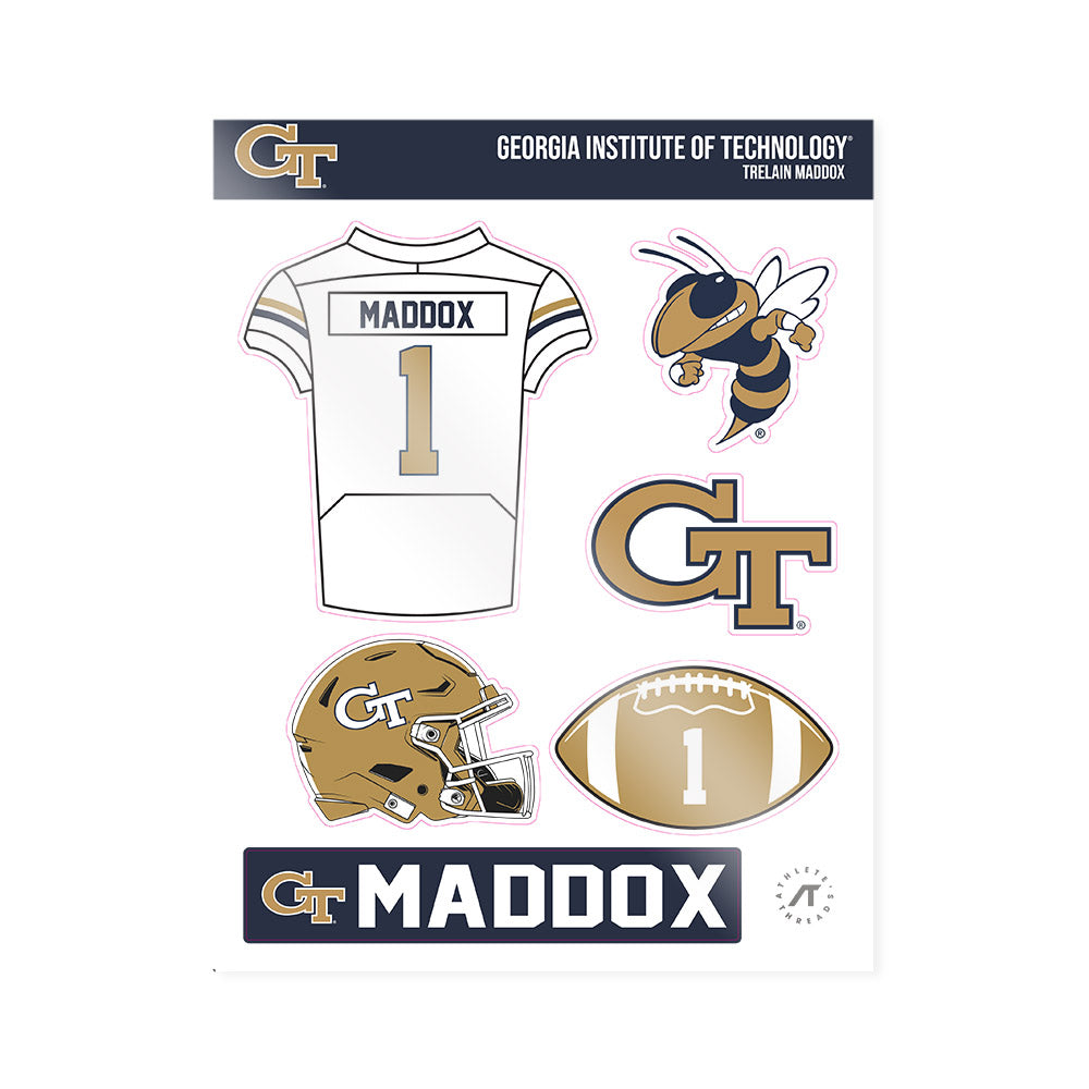 Georgia Tech - NCAA Football : Trelain Maddox - Sticker Sheet-0