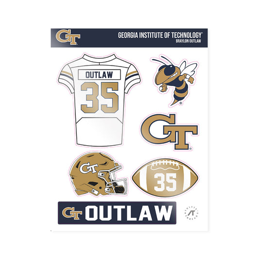 Georgia Tech - NCAA Football : Braylon Outlaw - Sticker Sheet-0