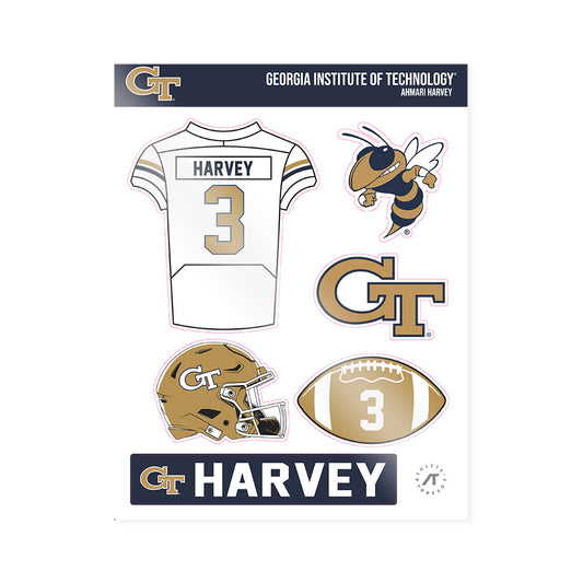 Georgia Tech - NCAA Football : Ahmari Harvey - Sticker Sheet-0