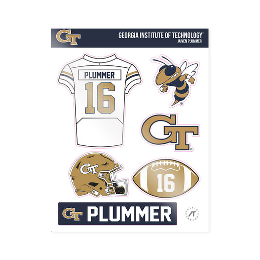 Georgia Tech - NCAA Football : Jaiven Plummer - Sticker Sheet-0