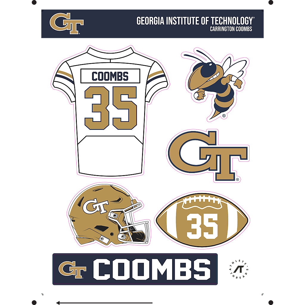 Georgia Tech - NCAA Football : Carrington Coombs - Sticker Sheet-0