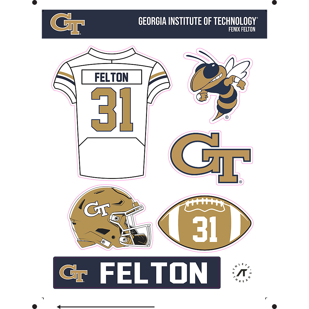 Georgia Tech - NCAA Football : Fenix Felton - Sticker Sheet-0
