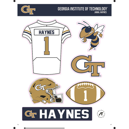 Georgia Tech - NCAA Football : Jamal Haynes - Sticker Sheet-0