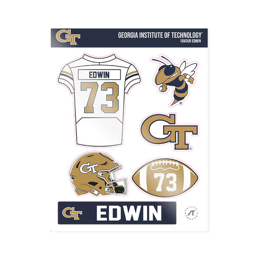 Georgia Tech - NCAA Football : Favour Edwin - Sticker Sheet-0