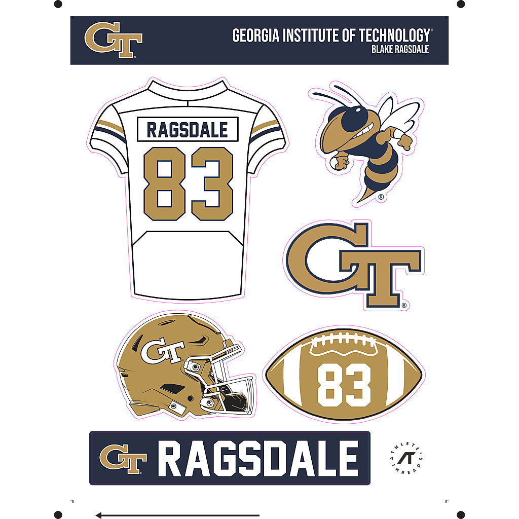 Georgia Tech - NCAA Football : Blake Ragsdale - Sticker Sheet-0