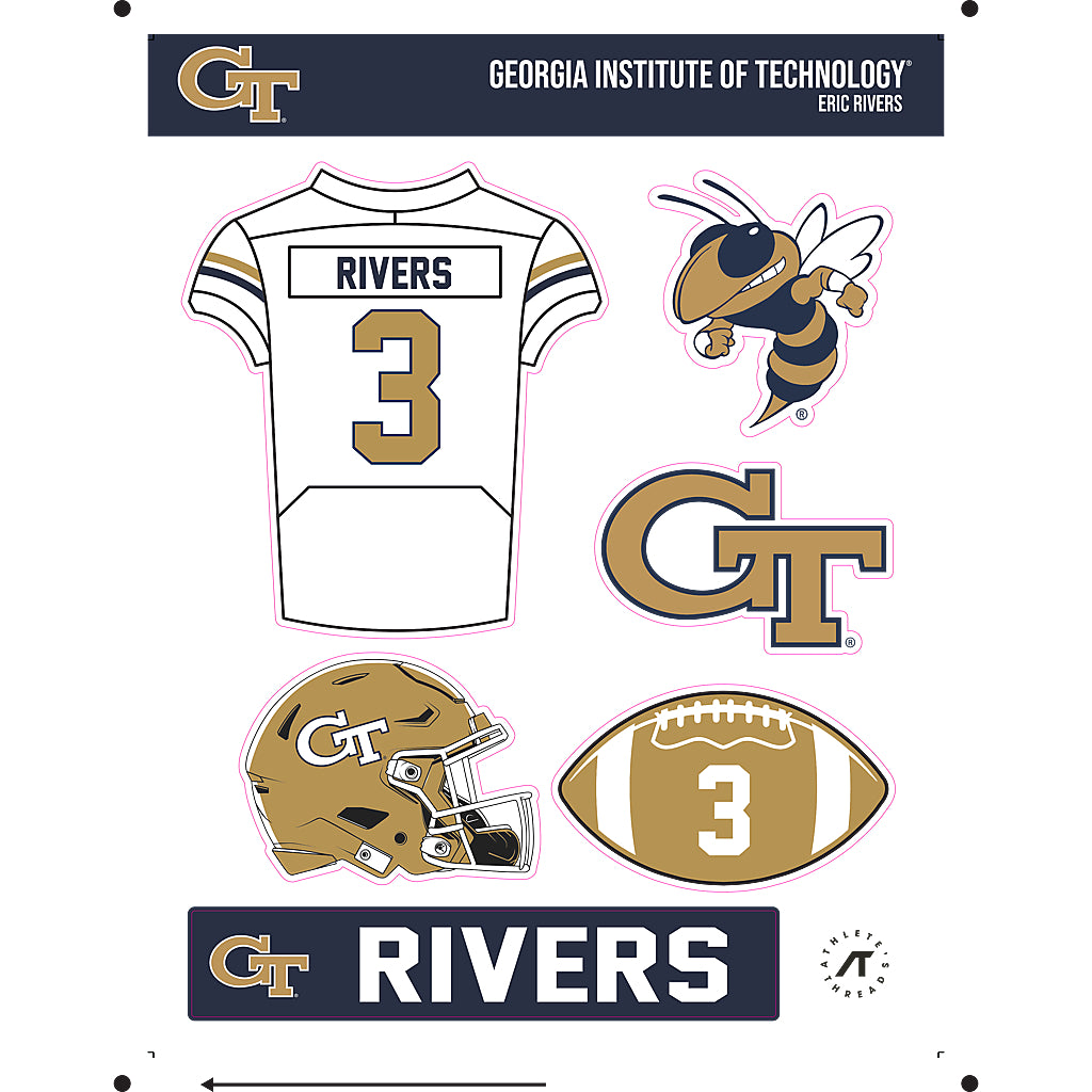 Georgia Tech - NCAA Football : Eric Rivers - Sticker Sheet-0