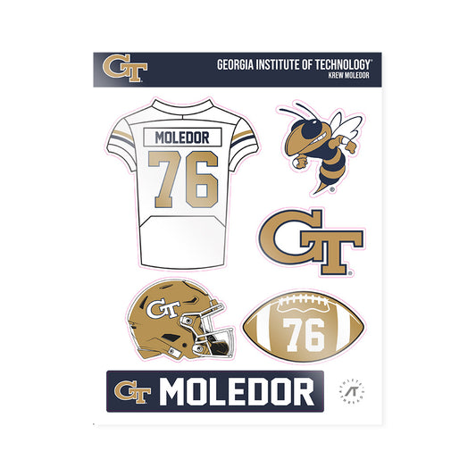 Georgia Tech - NCAA Football : Krew Moledor - Sticker Sheet-0
