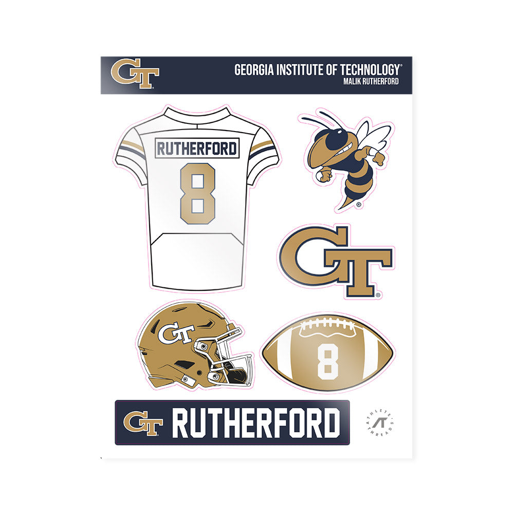 Georgia Tech - NCAA Football : Malik Rutherford - Sticker Sheet-0