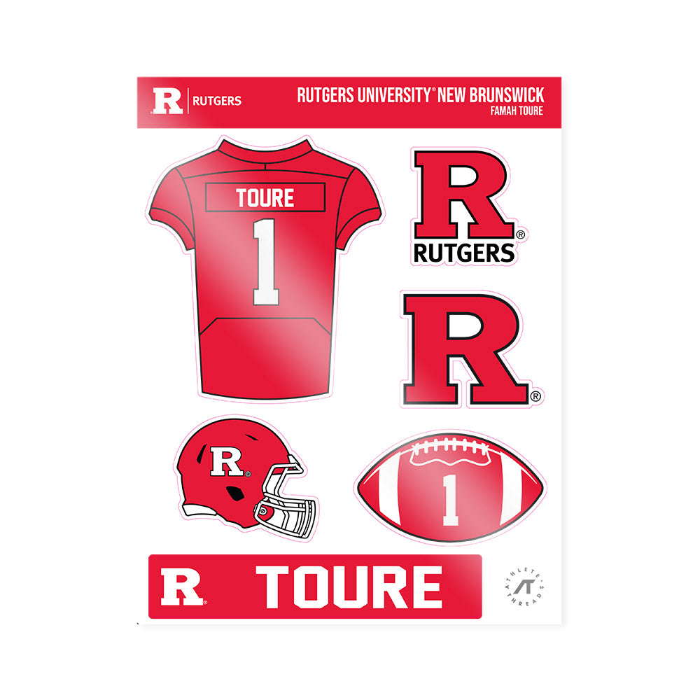 Rutgers - NCAA Football : Famah Toure - Sticker Sheet-0