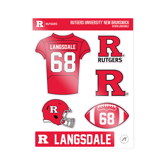 Rutgers - NCAA Football : Ryder Langsdale - Sticker Sheet-0