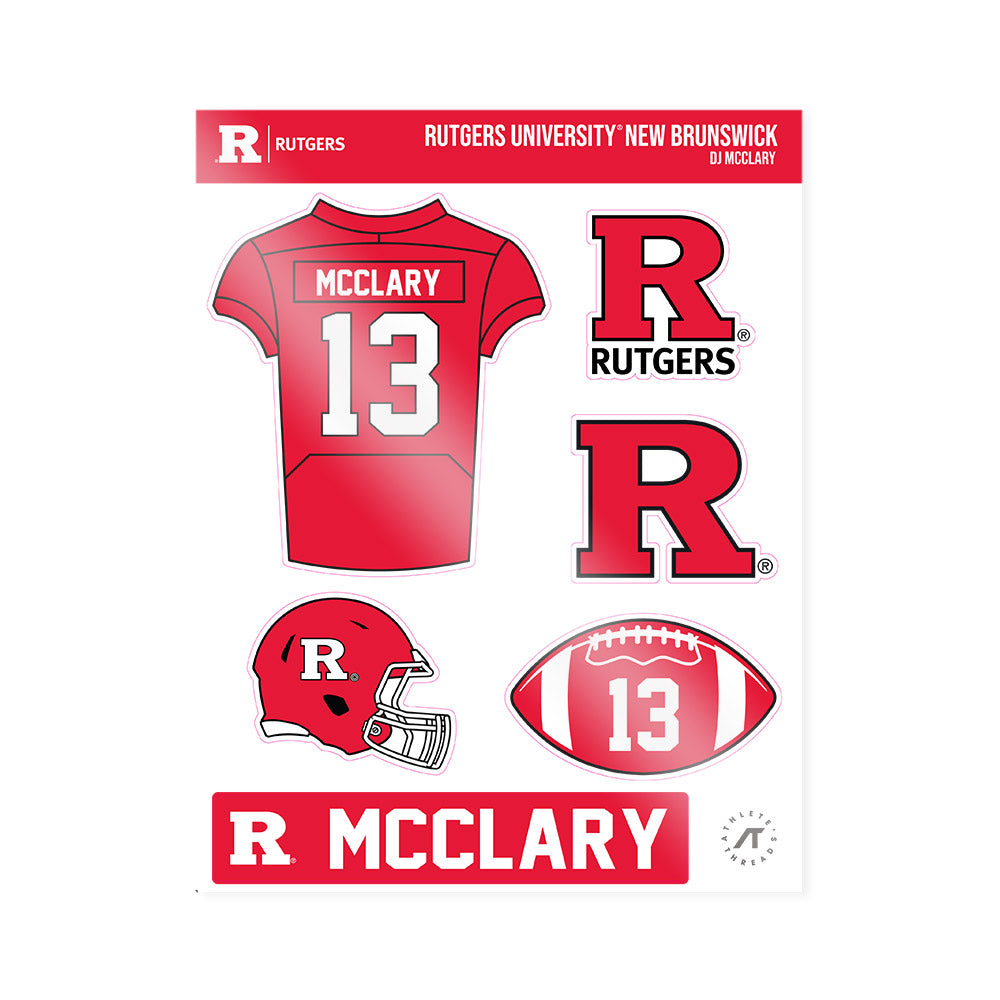 Rutgers - NCAA Football : DJ McClary - Sticker Sheet-0