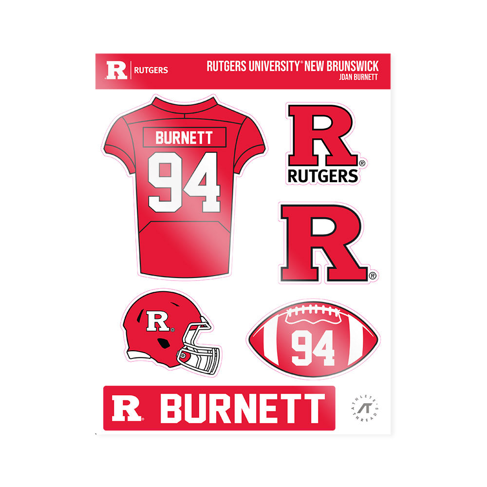 Rutgers - NCAA Football : Jdan Burnett - Sticker Sheet-0