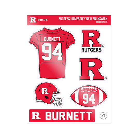 Rutgers - NCAA Football : Jdan Burnett - Sticker Sheet-0