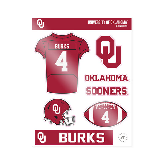 Oklahoma - NCAA Football : Deion Burks - Sticker Sheet-0