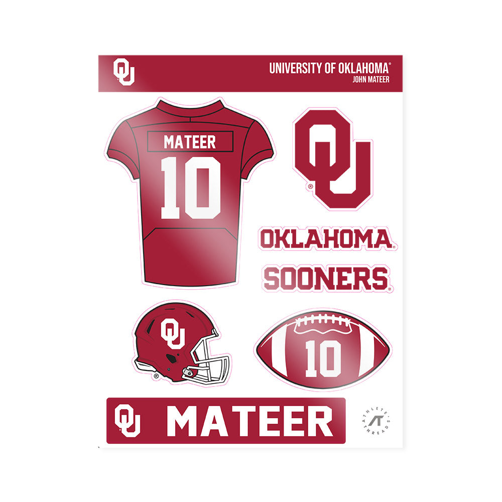 Oklahoma - NCAA Football : John Mateer - Sticker Sheet-0