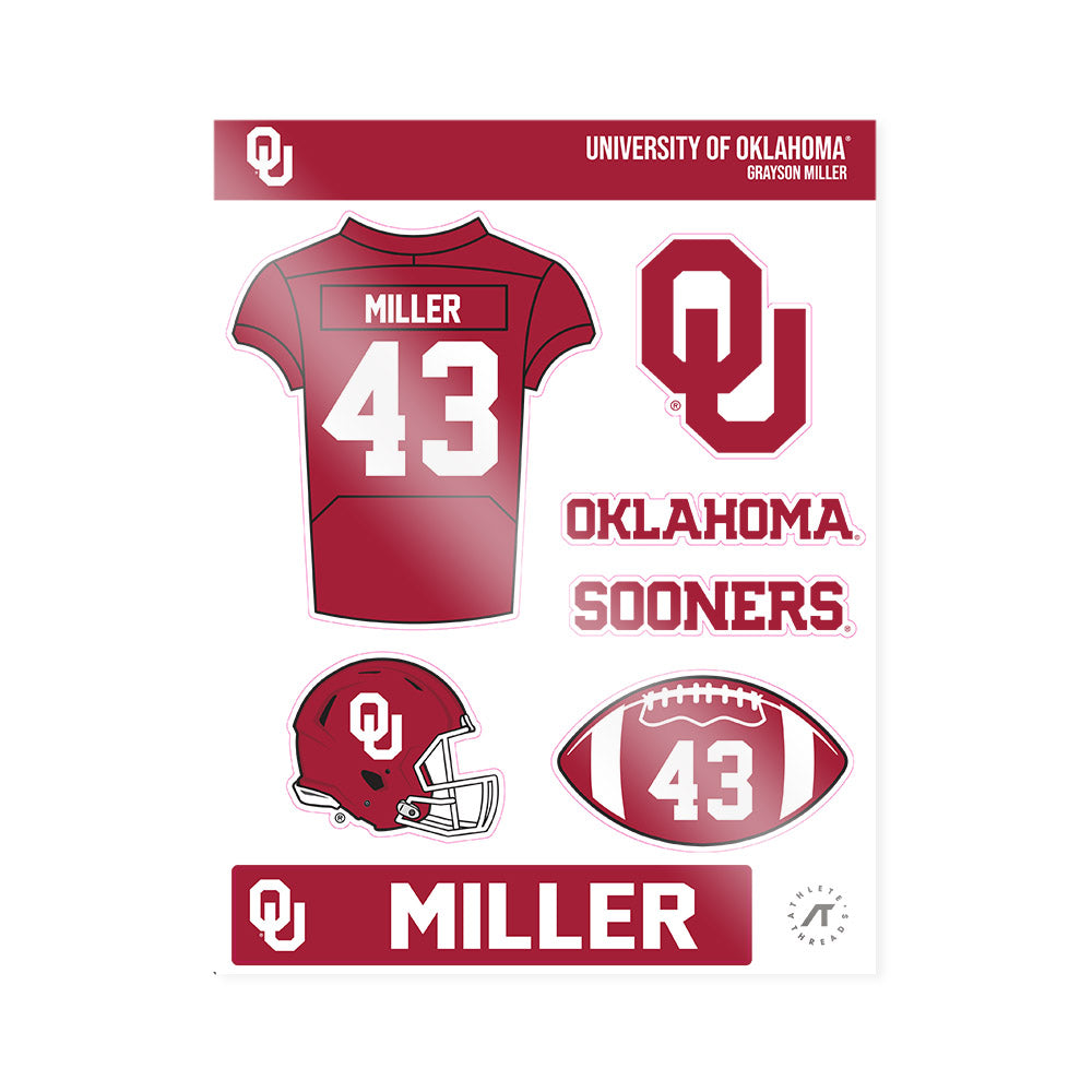 Oklahoma - NCAA Football : Grayson Miller - Sticker Sheet-0