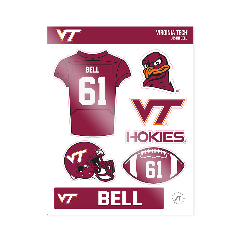 Virginia Tech - NCAA Football : Justin Bell - Sticker Sheet-0