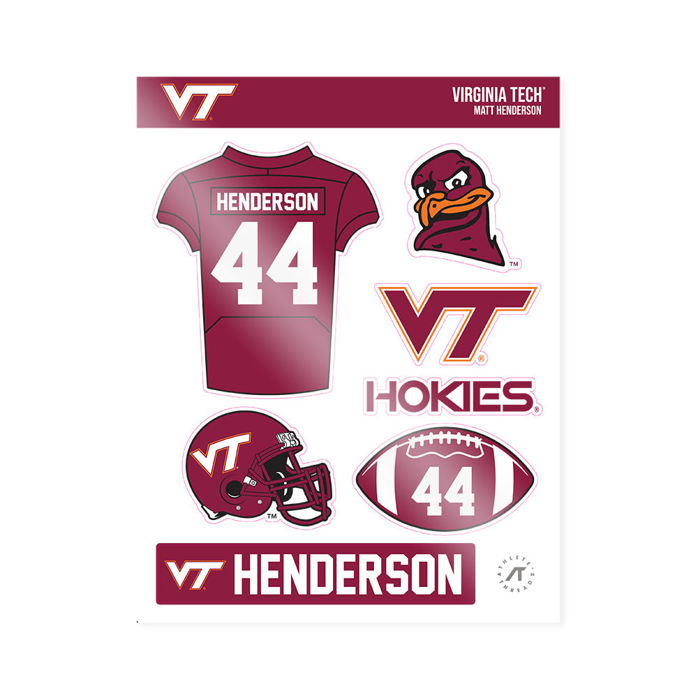 Virginia Tech - NCAA Football : Matt Henderson - Sticker Sheet-0