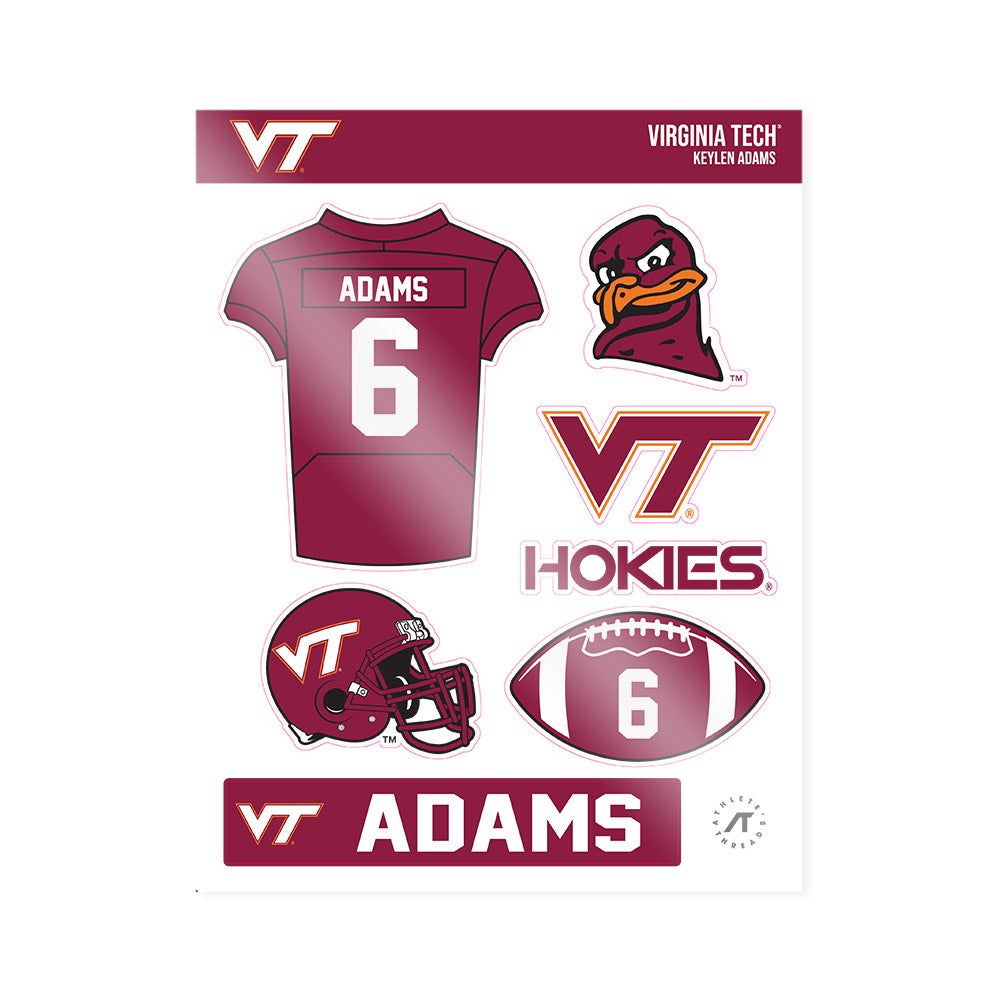 Virginia Tech - NCAA Football : Keylen Adams - Sticker Sheet-0