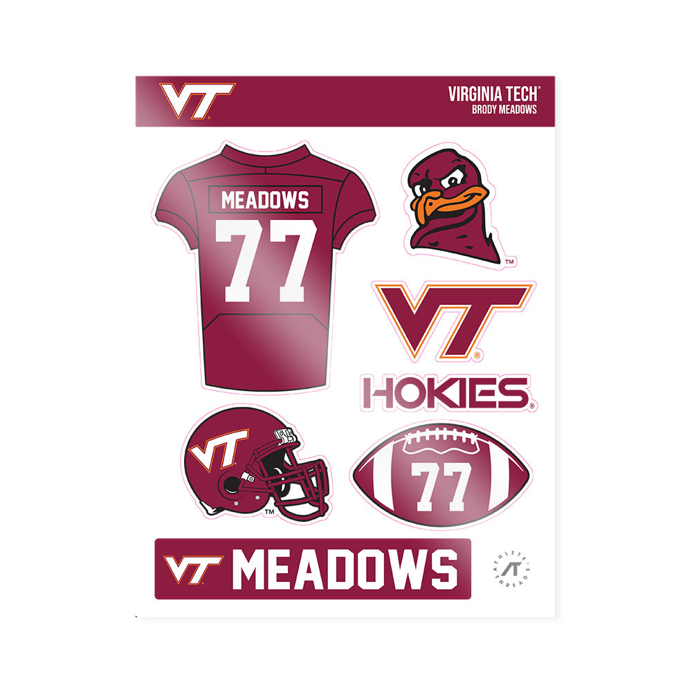Virginia Tech - NCAA Football : Brody Meadows - Sticker Sheet-0