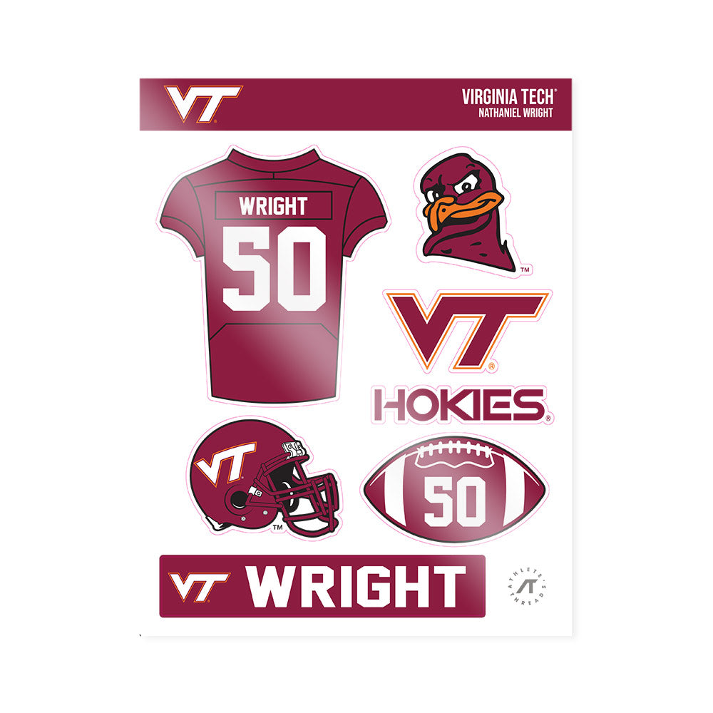 Virginia Tech - NCAA Football : Nathaniel Wright - Sticker Sheet-0
