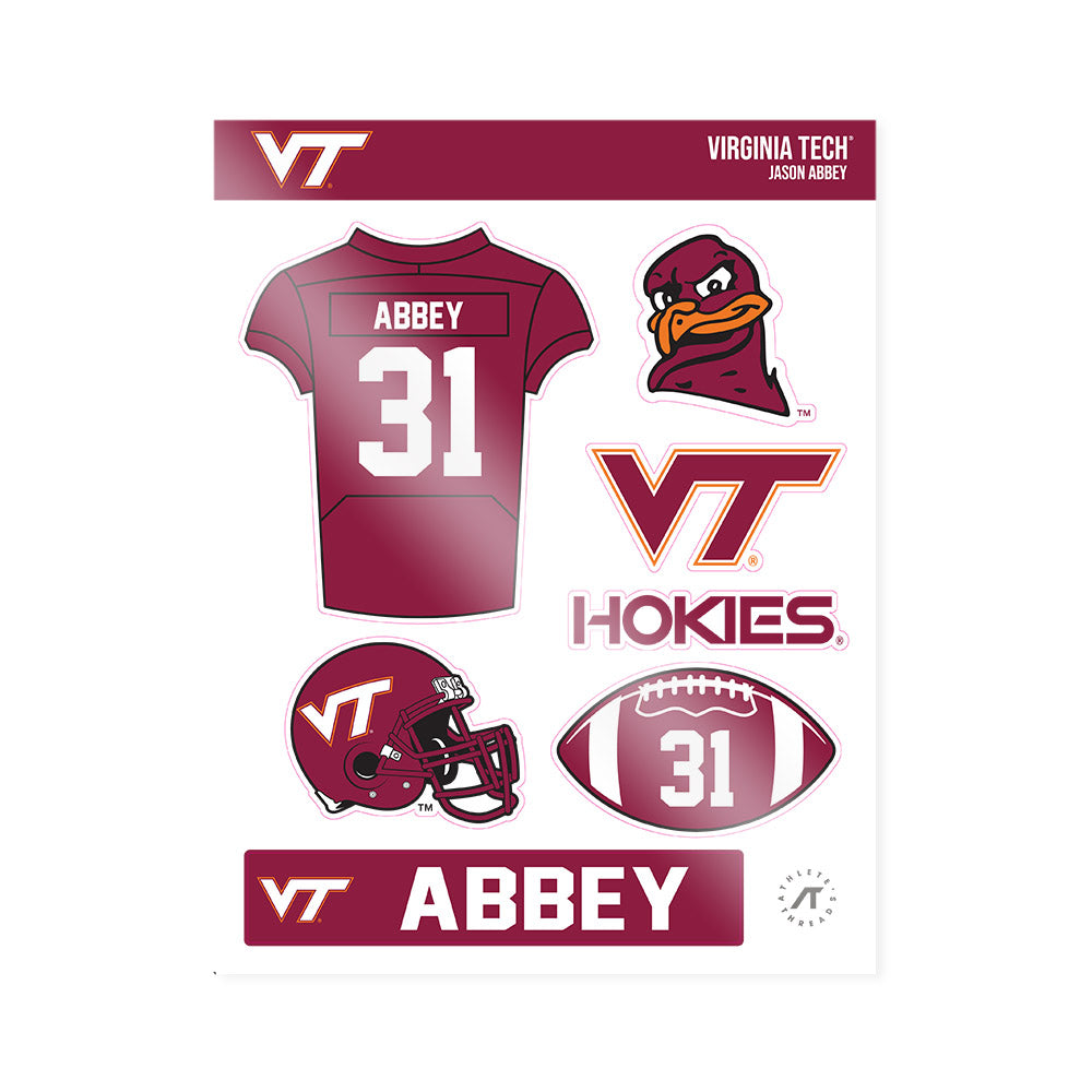 Virginia Tech - NCAA Football : Jason Abbey - Sticker Sheet-0