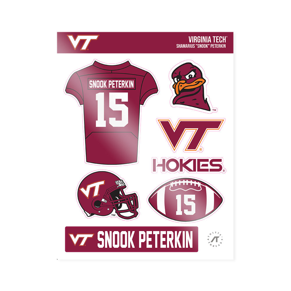 Virginia Tech - NCAA Football : Shamarius "Snook" Peterkin - Sticker Sheet-0
