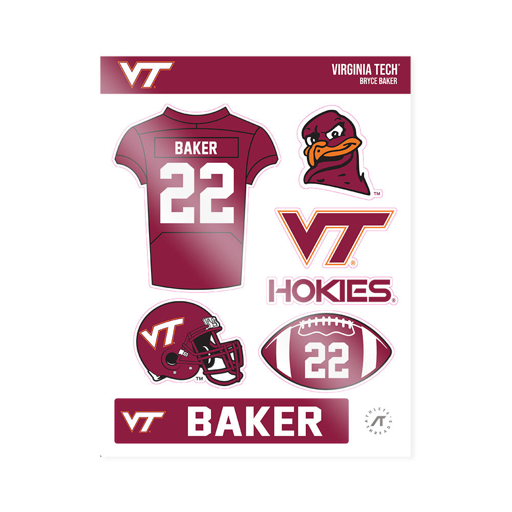 Virginia Tech - NCAA Football : Bryce Baker - Sticker Sheet-0