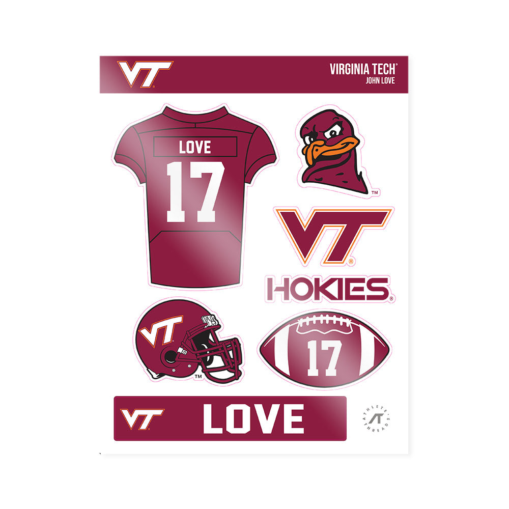 Virginia Tech - NCAA Football : John Love - Sticker Sheet-0