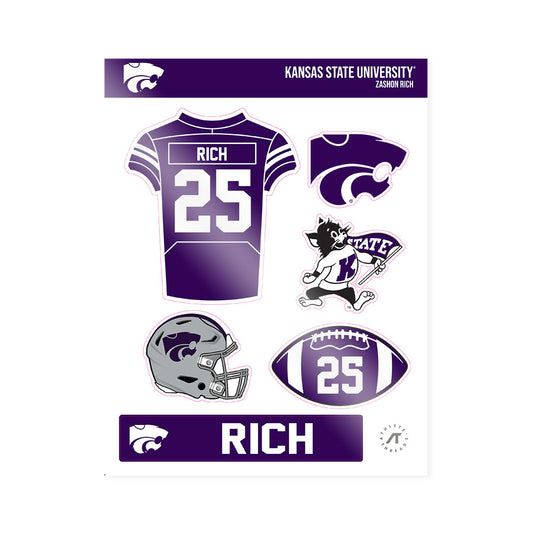 Kansas State - NCAA Football : Zashon Rich - Sticker Sheet-0