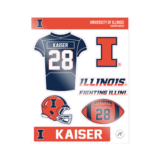 Illinois - NCAA Football : Karson Kaiser - Sticker Sheet-0