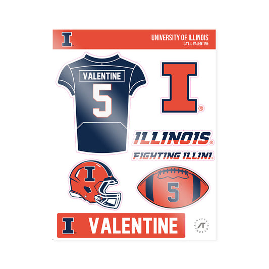 Illinois - NCAA Football : Ca'Lil Valentine - Sticker Sheet-0