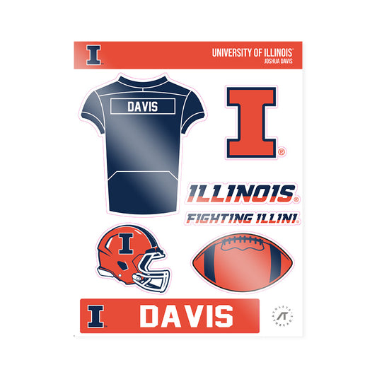 Illinois - NCAA Football : Joshua Davis - Sticker Sheet-0