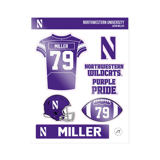 Northwestern - NCAA Football : Jacob Miller - Sticker Sheet-0
