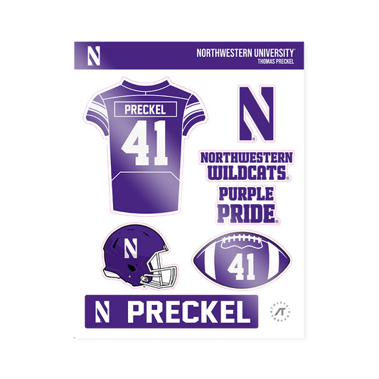 Northwestern - NCAA Football : Thomas Preckel - Sticker Sheet-0