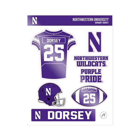 Northwestern - NCAA Football : Marquet Dorsey - Sticker Sheet-0